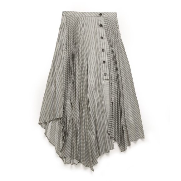 Acne Studios grey stripe pleated slit midi skirt - Picture 2 of 7
